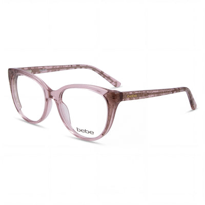 bebe Bb5208 Women's Full Rim Cat Eye Eyeglasses, Topaz Animal Acetate Frame, Lens Width 52mm, Bridge 17mm, Temple 135mm