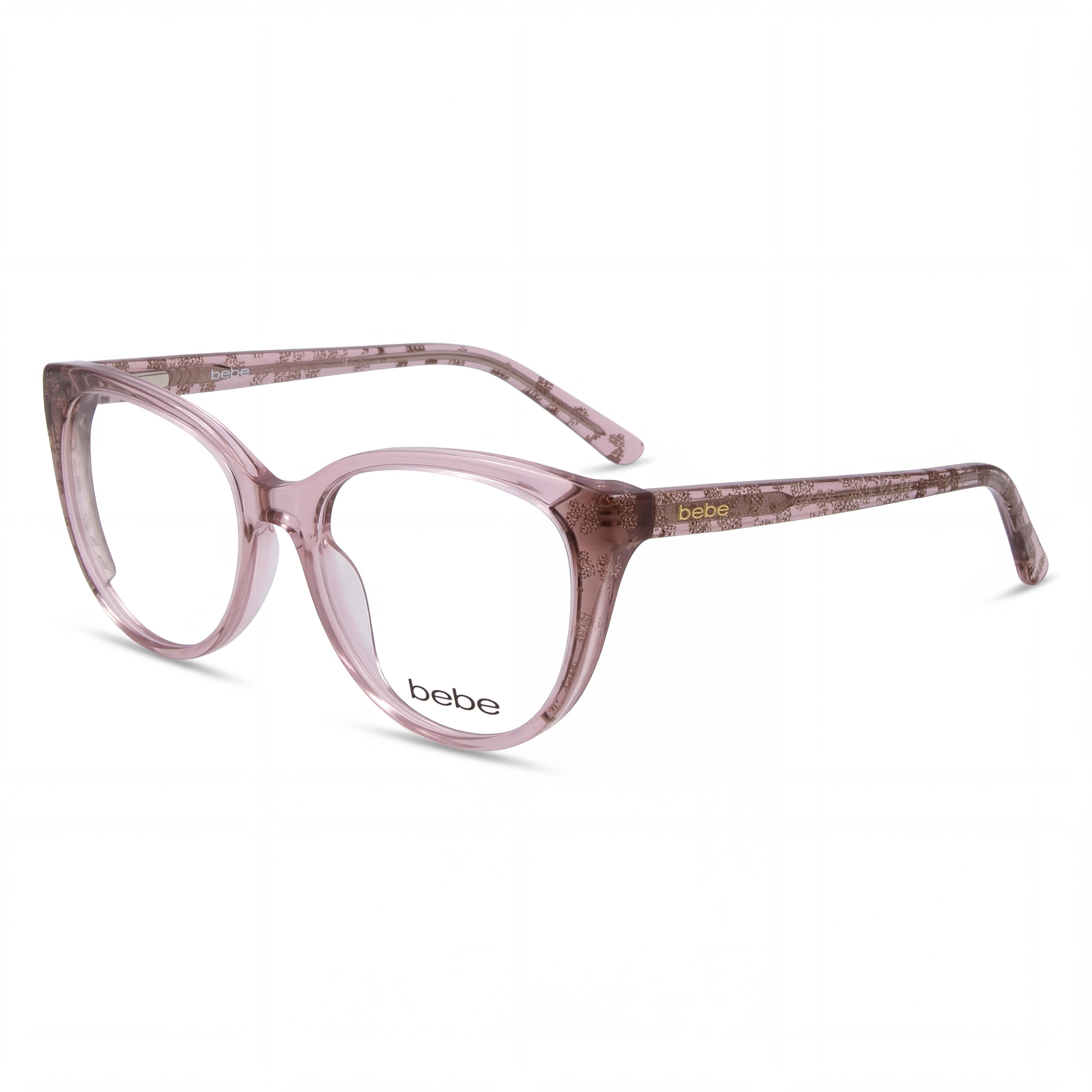 bebe Bb5208 Women's Full Rim Cat Eye Eyeglasses, Topaz Animal Acetate Frame, Lens Width 52mm, Bridge 17mm, Temple 135mm, Photo 1