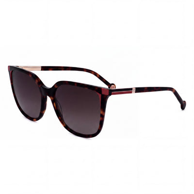 Carolina Herrera Modern Women's Cat Eye Acetate Havana Red Frame Brown Shaded Lenses 54mm Sunglasses