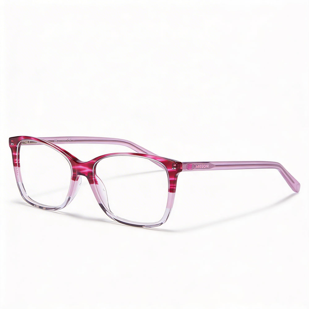 Monturas ópticas cuadradas Missoni MMI 0010 para mujer, montura completa, acetato tritono en color cuerno rosa, talla 54-16-140