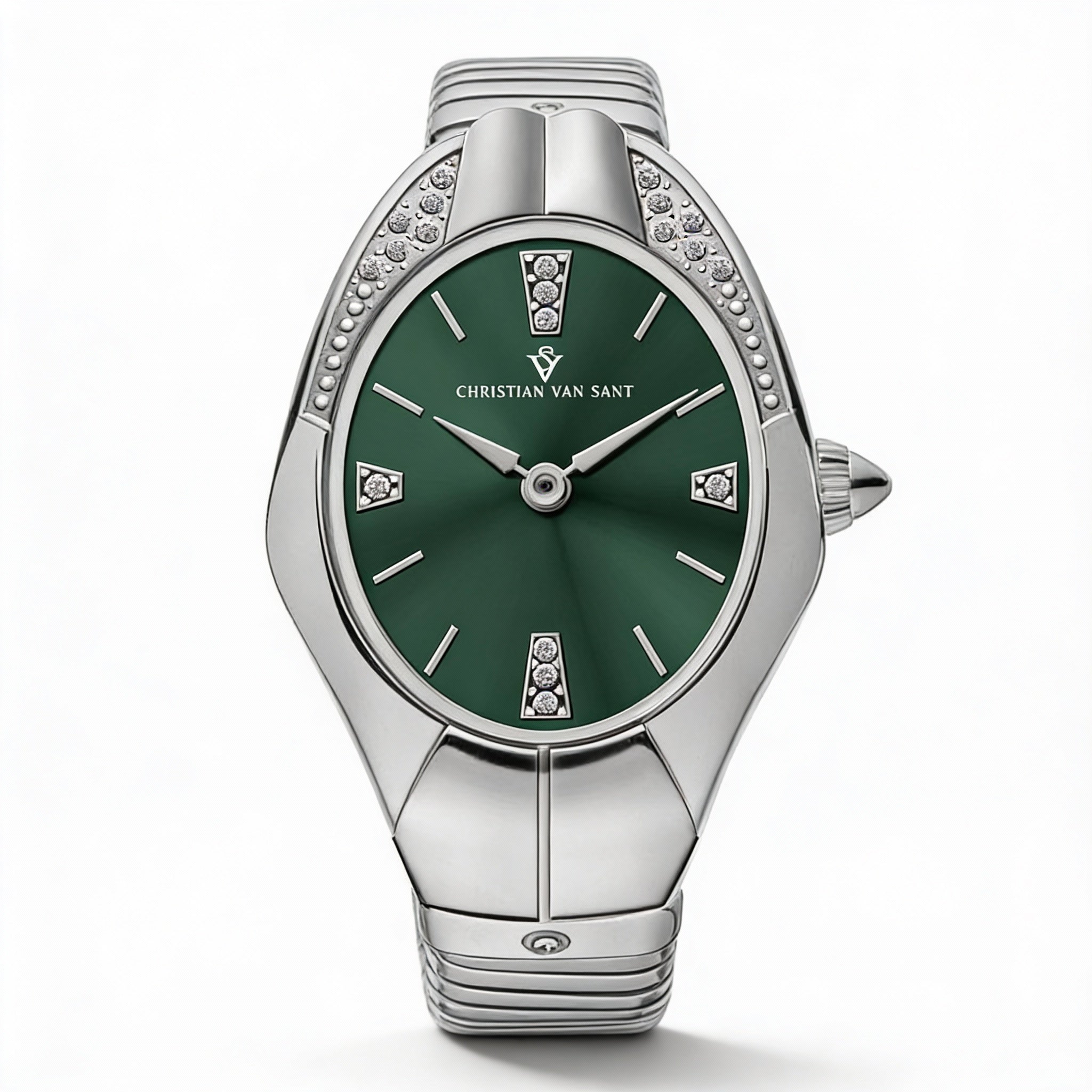 Christian Van Sant Women's Bracelet Quartz Watch, Green Dial, Stainless Steel Case & Bracelet, Scratch-Resistant, Photo 1