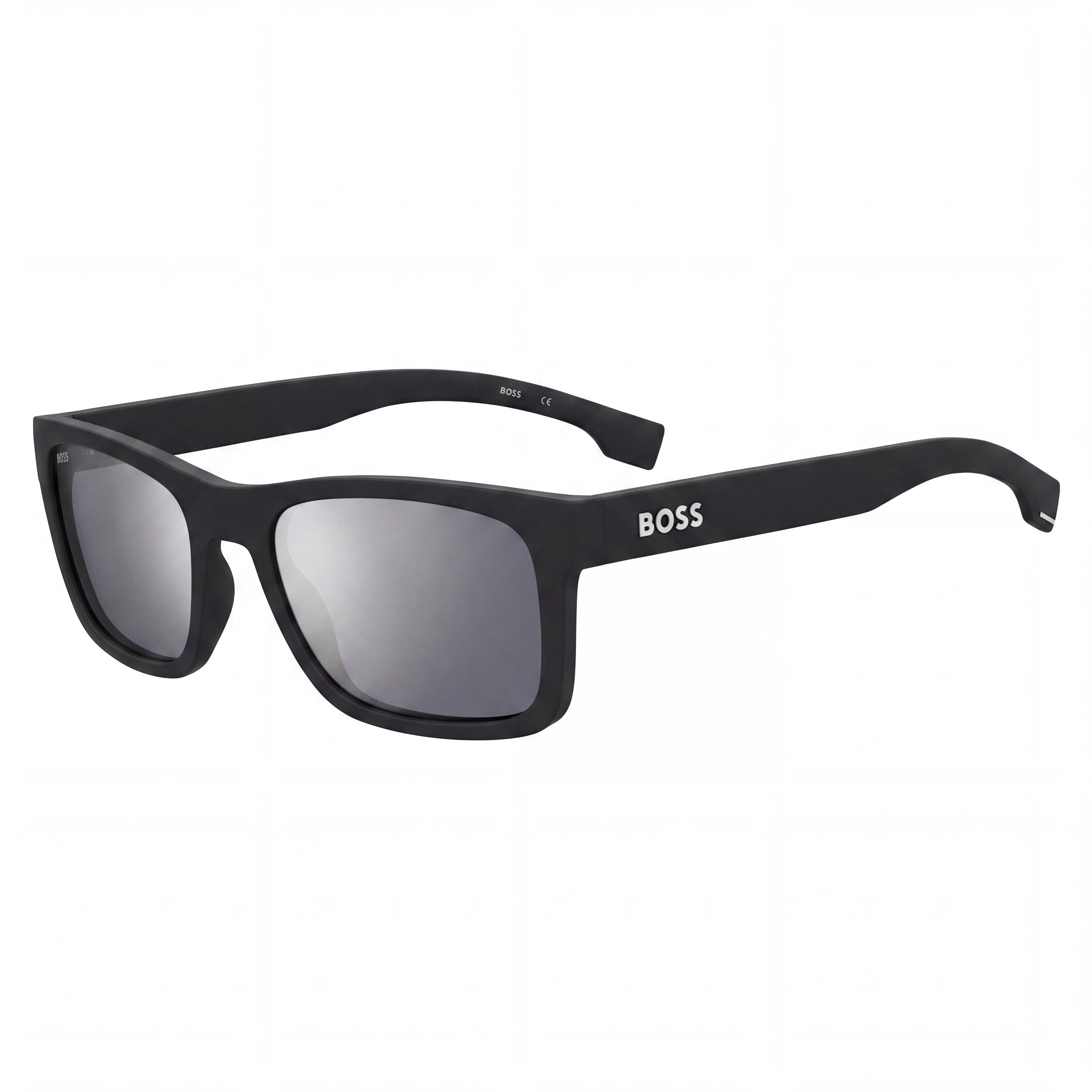 Gafas de sol Hugo Boss Classic para hombre, negras y plateadas, con montura de inyección de propionato de celulosa, espejo plateado, no polarizadas, protección UV, 55-20-145, Photo 1
