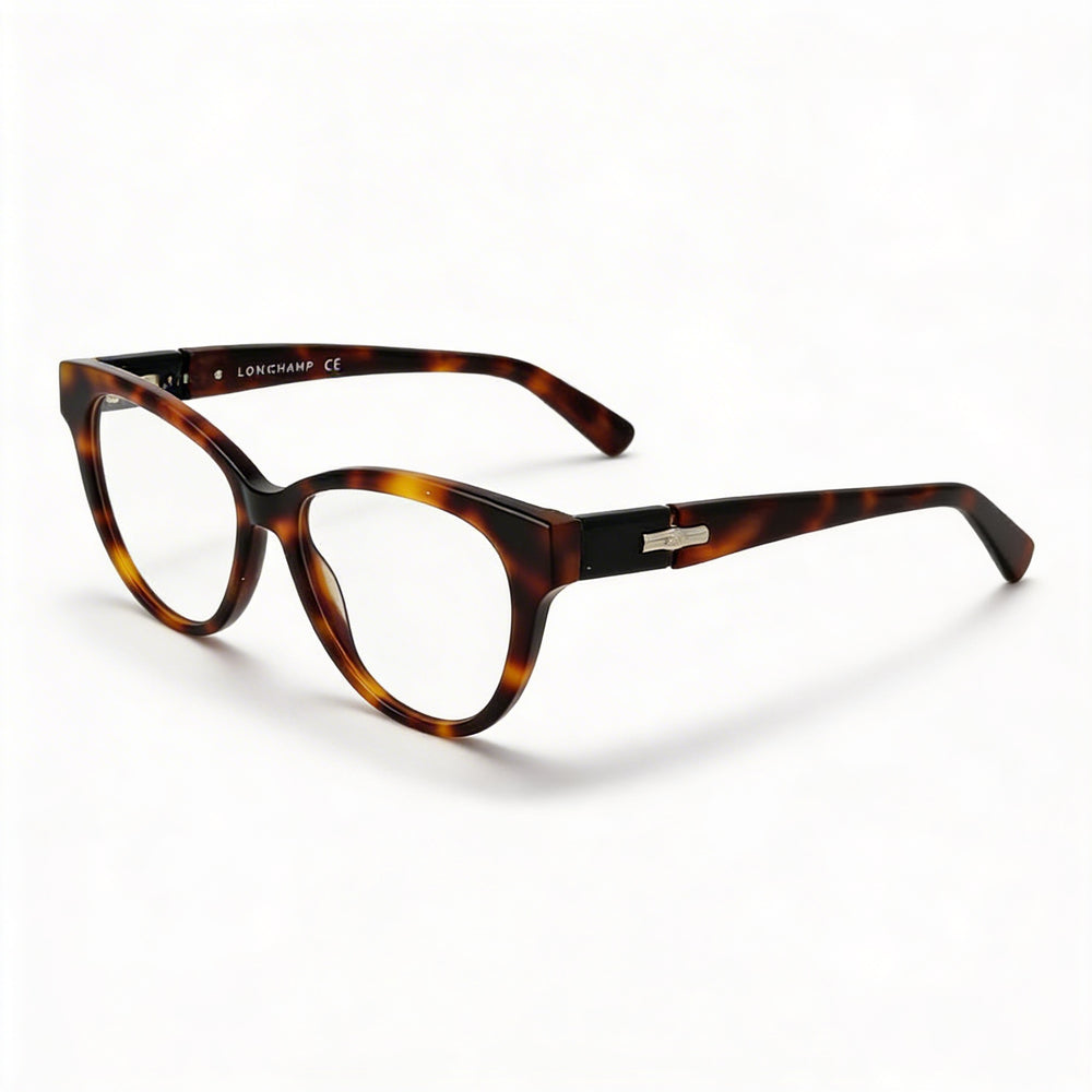 Longchamp LO2698 Unisex Casual Full Rim Plastic Cat Eye Havana Clear Non-polarized Eyeglasses 53mm