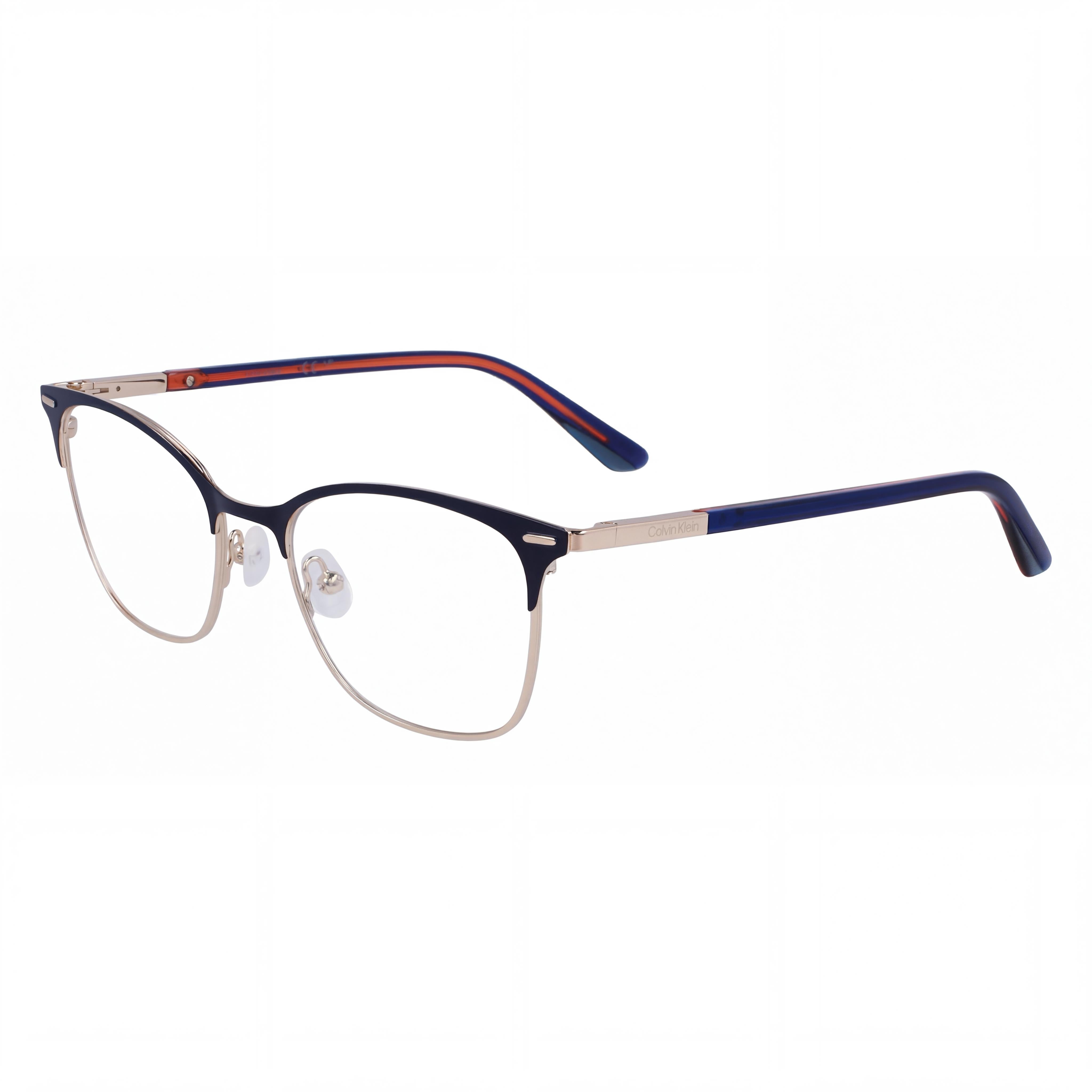 Calvin Klein CK21124 Gafas de estilo moderno unisex con montura metálica azul y lentes de policarbonato azules, tamaño 49-18-140, Photo 1