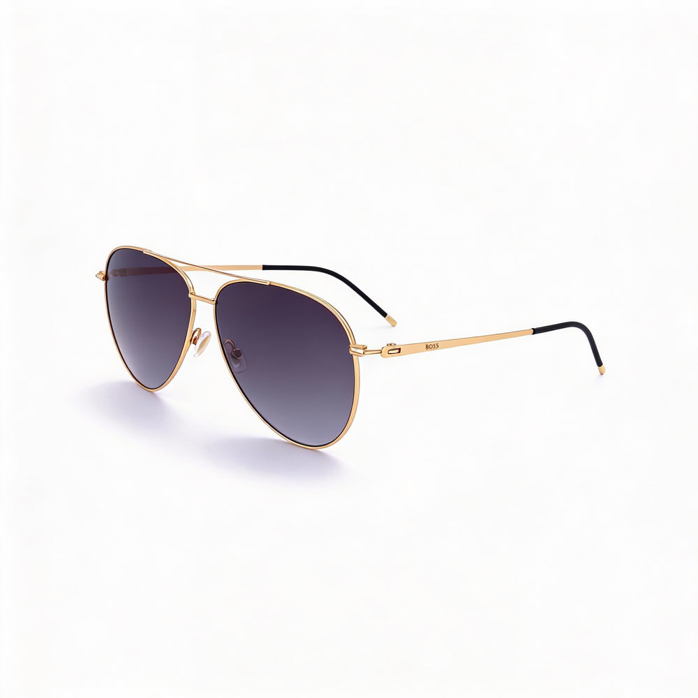 Gafas de sol Hugo Boss Classic para mujer, de acero inoxidable en oro rosa, sin polarizar, color gris oscuro, 60 mm