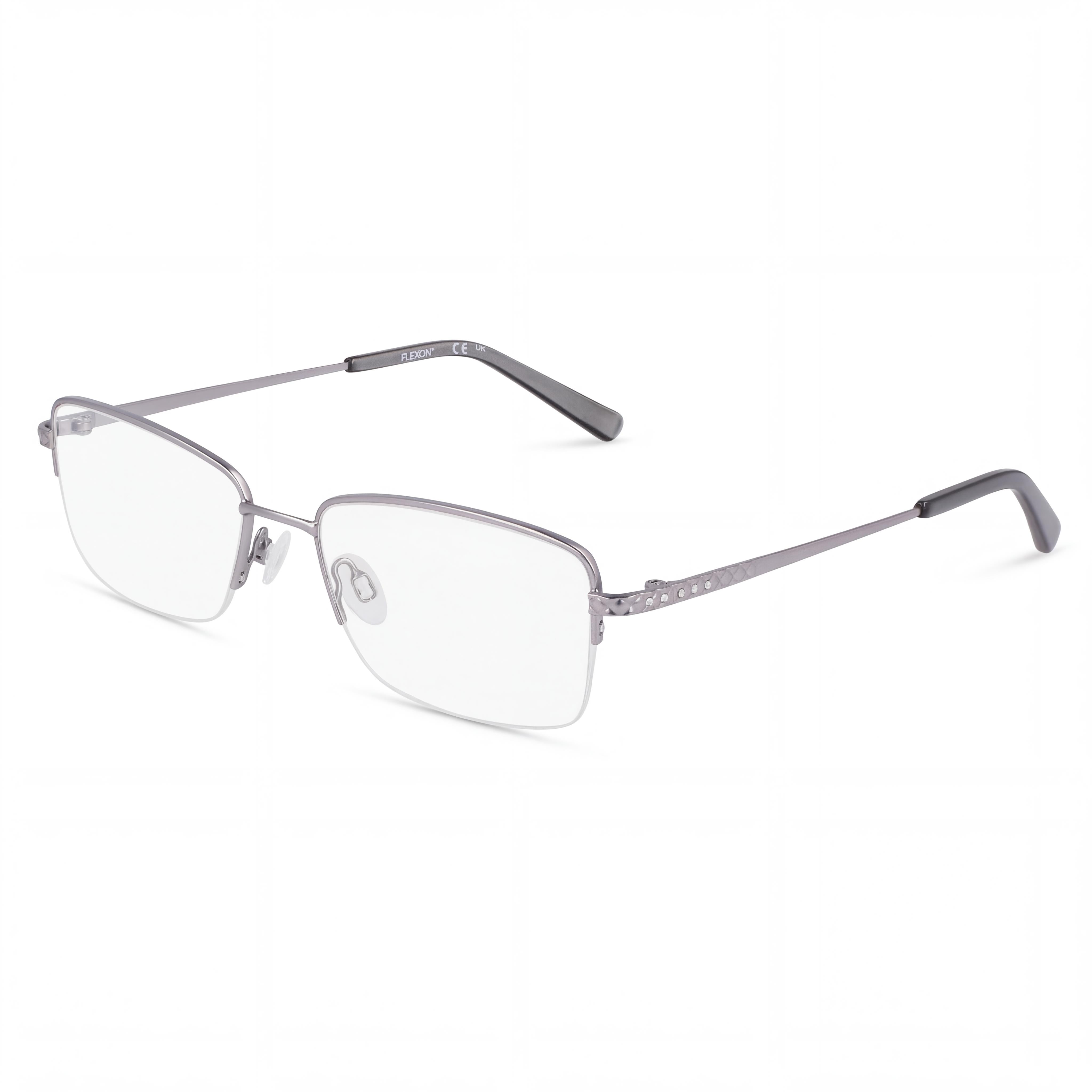 Flexon Classic Unisex Eyeglasses with Metal Frame, Satin Light Gunmetal, 54mm Lens Width, Photo 1