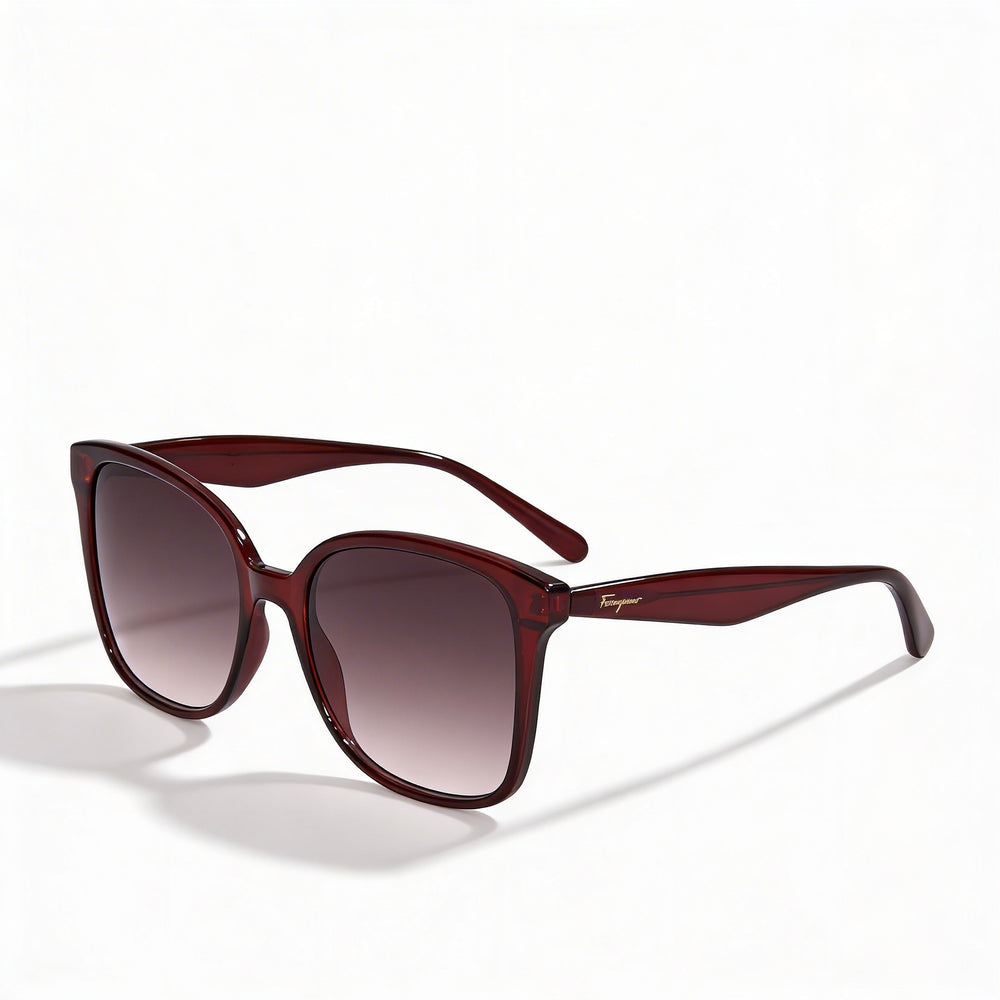 Gafas de sol clásicas Salvatore Ferragamo para mujer con montura de plástico burdeos con cristales y lentes burdeos degradados no polarizados con protección UV de 56 mm