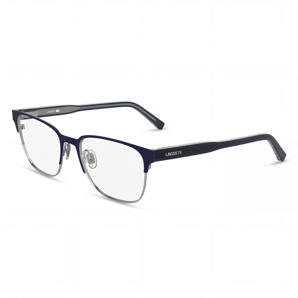 Gafas Ópticas Casuales Lacoste para Hombre con Montura Azul Mate y Lentes de Plástico Transparente, Tamaño 53-18-145