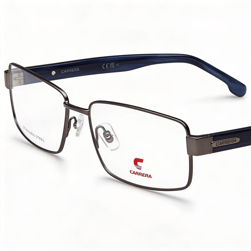 Gafas graduadas Carrera 8887 para hombre, modernas, oscuras, de acero aleado, con lentes transparentes, talla 57