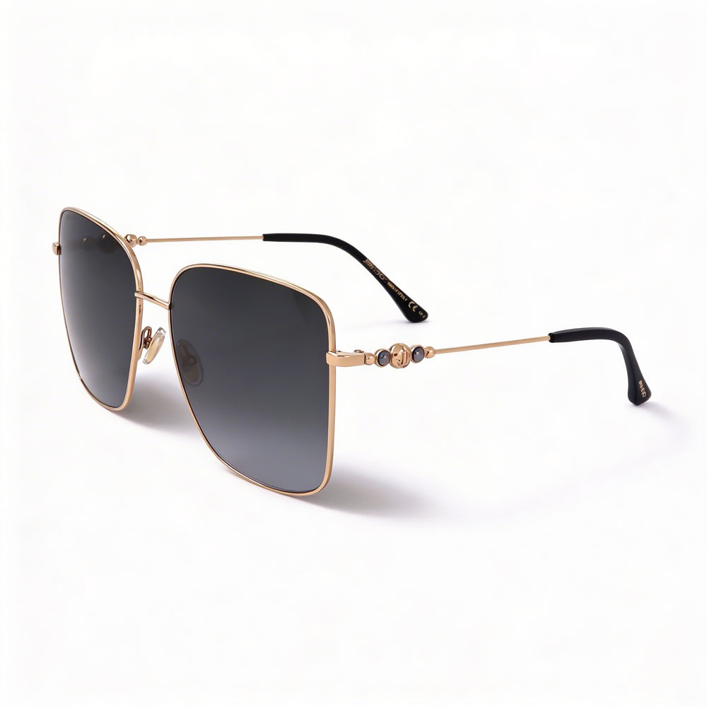 Gafas de sol Jimmy Choo Hester/S para mujer, cuadradas, de acero inoxidable, en negro, dorado y gris degradado, con protección UV 100 %, 59 mm