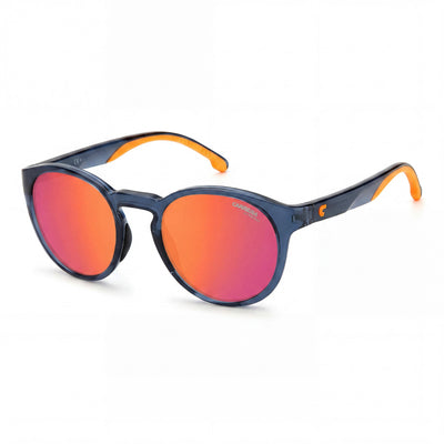 Carrera 8056/S Men's Blue Frame Sunglasses with Mirror Fire Red Non-Polarized Lenses and UV Protection 51mm