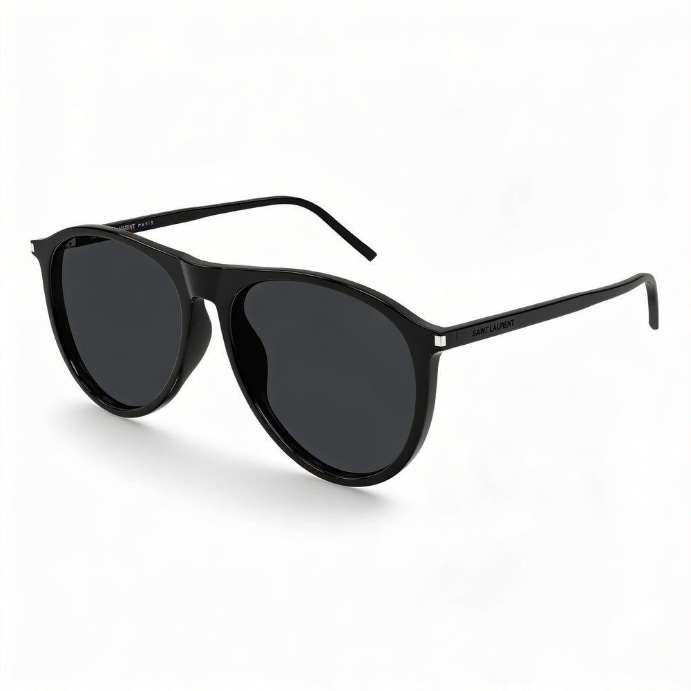 Gafas de sol Yves Saint Laurent SL 667 Aviators para mujer, montura de acetato negro, lentes de plástico negro no polarizadas, 56 mm