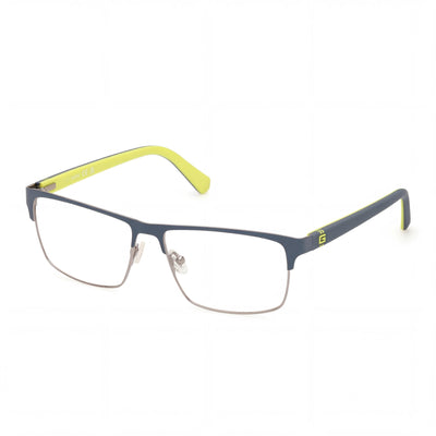 GUESS RECTANGULAR Women's Eyewear with Matte Blue Frame crafted from Metal, featuring Multicoloured Lenses, Size 57/15/145