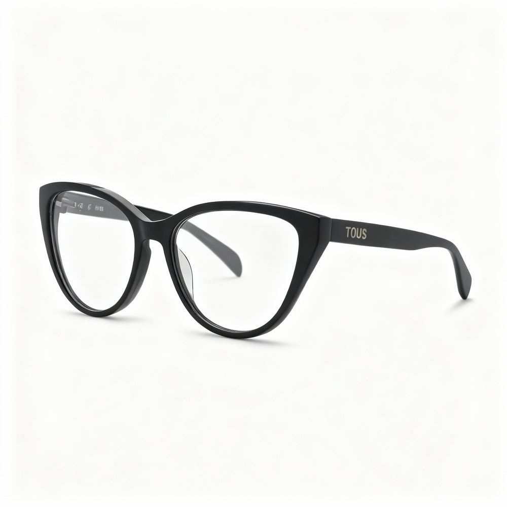 TOUS Butterfly Women's Full-Rim Optical Glasses with Shiny Black Cellulose Acetate Frames 54-16-135