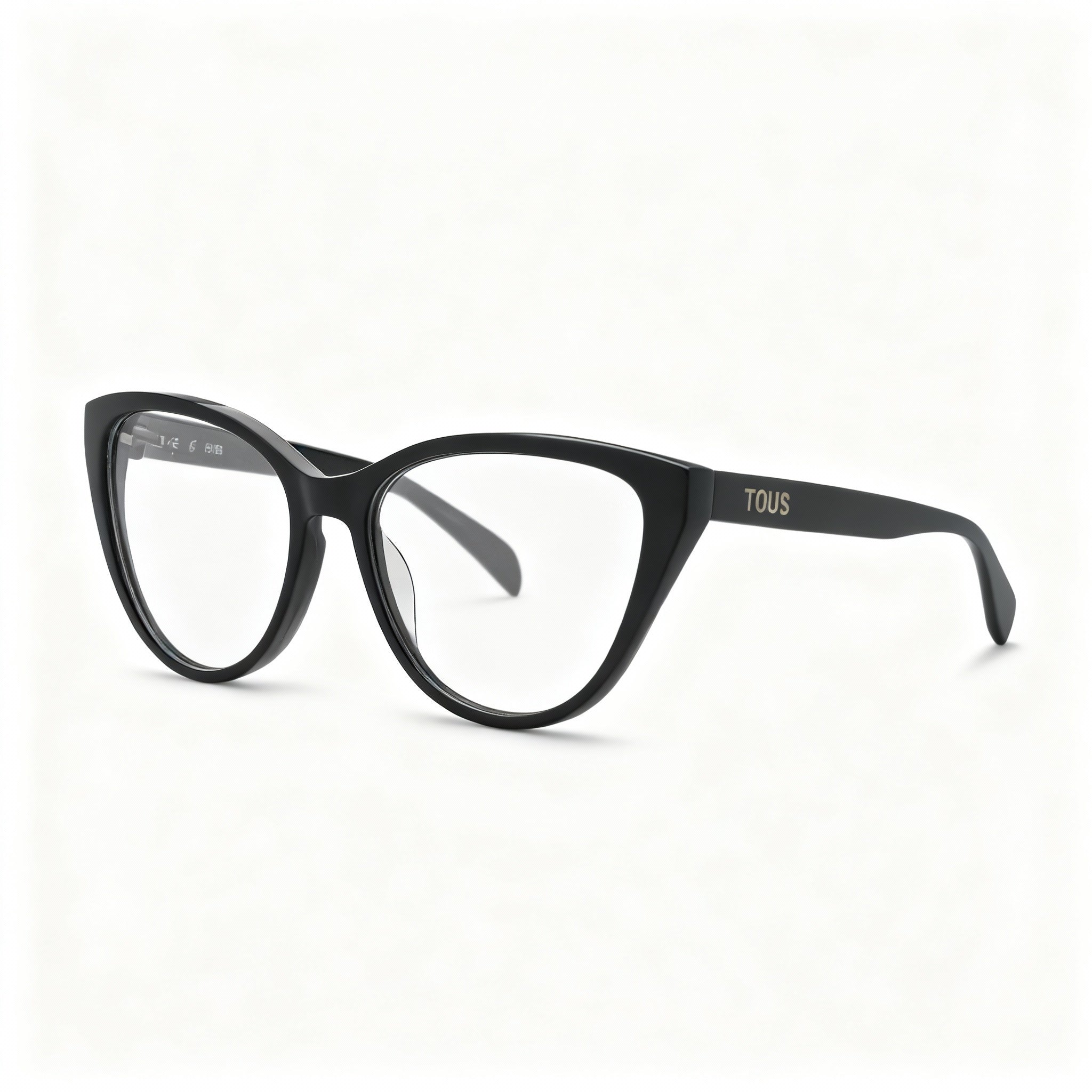 TOUS Butterfly Women's Full-Rim Optical Glasses with Shiny Black Cellulose Acetate Frames 54-16-135