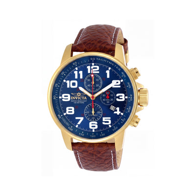 Invicta I-Force 3329 Reloj de cuarzo informal para hombre, cronógrafo, acero inoxidable, dorado y azul, resistencia al agua de 100 m, 46 mm