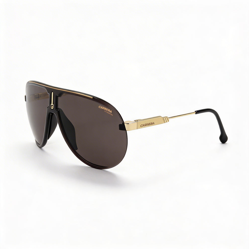 Carrera Sporty Classic Unisex Black Gold Light Brown Polycarbonate Grey Antireflex Non-Polarized Sunglasses 99-01-135