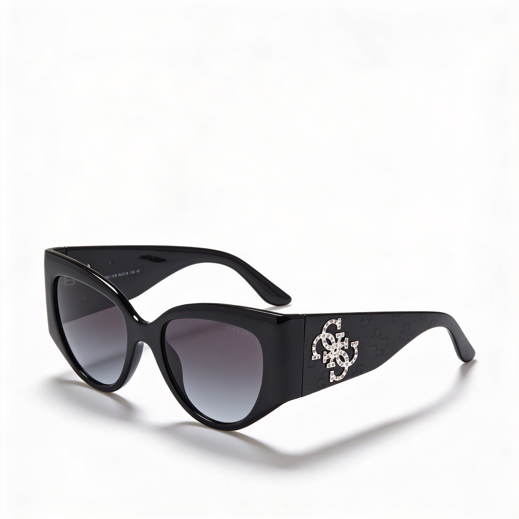 GUESS Casual Women's Shiny Black Plastic Frame Non-Polarized Gradient Smoke Sunglasses with 100% UV Protection 54mm, Photo 1