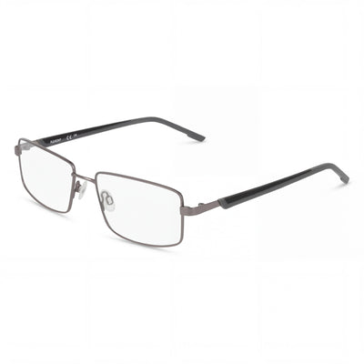 Flexon H6085 Men's Optical Eyeglasses with Metal Frame, Matte Gunmetal, Clear Polycarbonate Lenses, 55mm