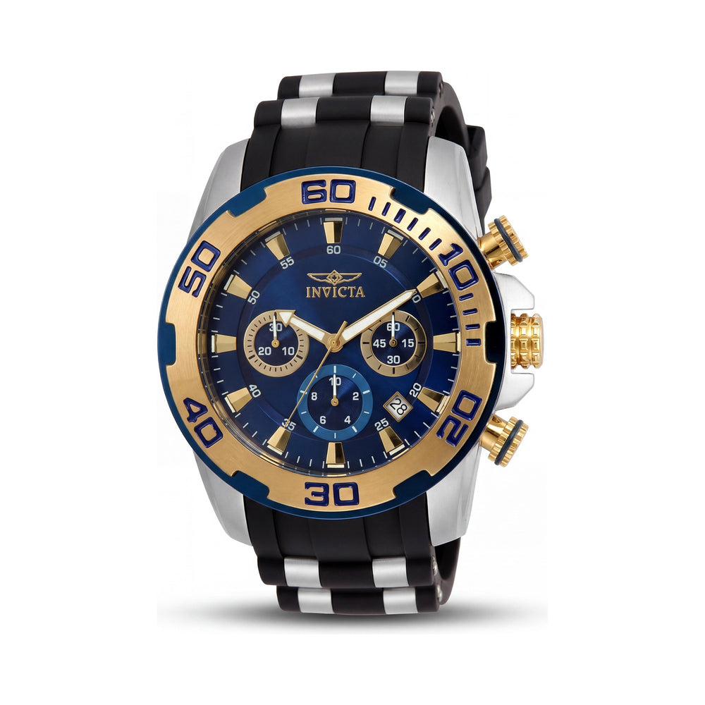 Reloj de buceo de cuarzo cronógrafo Invicta Pro Diver para hombre, bisel azul negro, correa de caucho, resistente al agua 100m