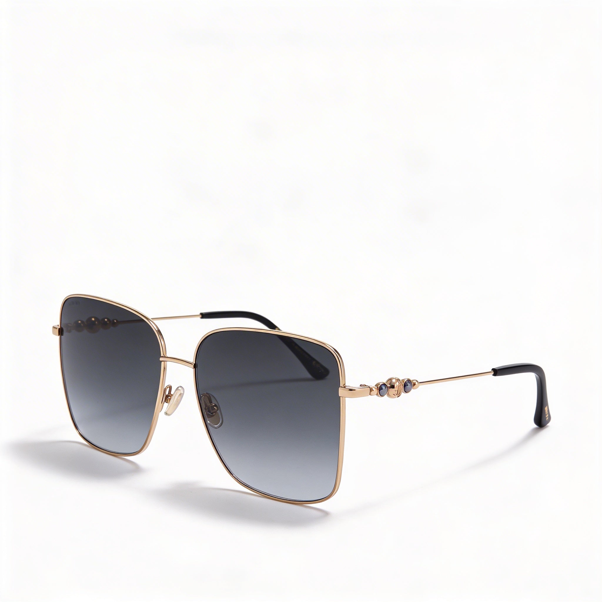 JIMMY CHOO Hester/S Women's Black Gold Stainless Steel Square Grey Gradient 100% UV Protection 59mm Sunglasses, Photo 1