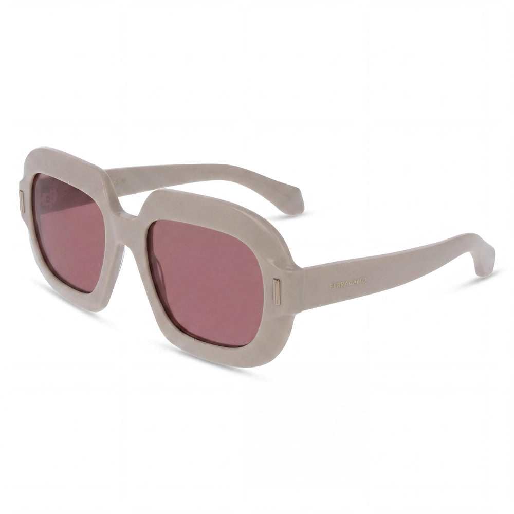 Ferragamo Modern Men's Beige Acetate Frame Sunglasses with Polycarbonate UV 400 Lenses, Size 54-20
