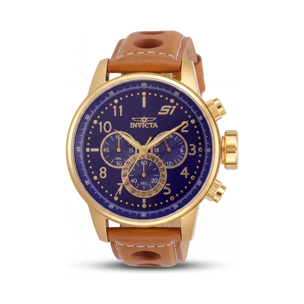 Reloj de pulsera Invicta S1 Rally 30917 unisex dorado con cronógrafo de cuarzo y GMT con segunda zona horaria de 46 mm