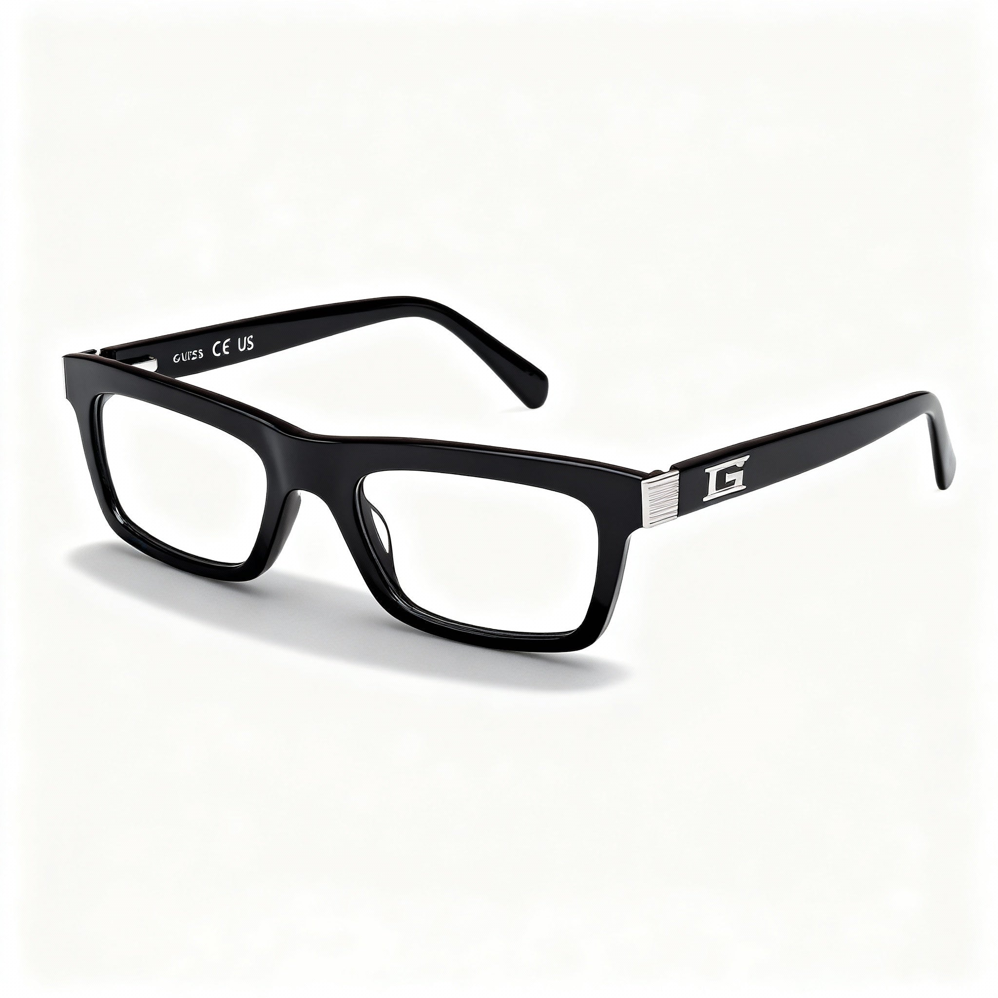 GUESS Gu50242 Unisex Shiny Black Plastic Frame Polarized Clear Polycarbonate Lenses 53-20-145
