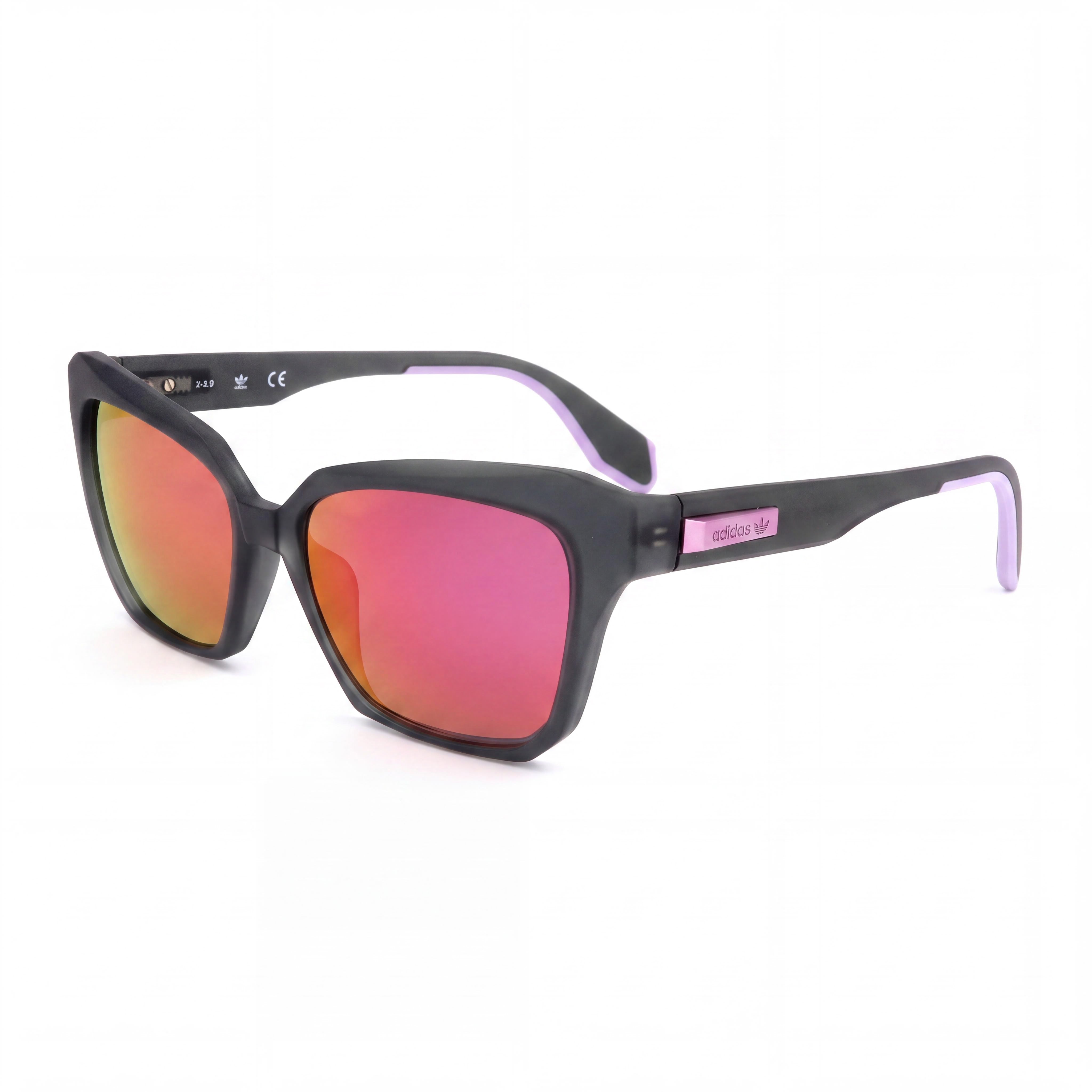 Gafas de sol adidas Originals para mujer, modelo Cat Eye, con montura de plástico gris y lentes de espejo violeta rosado, protección UV, 55mm, Photo 1