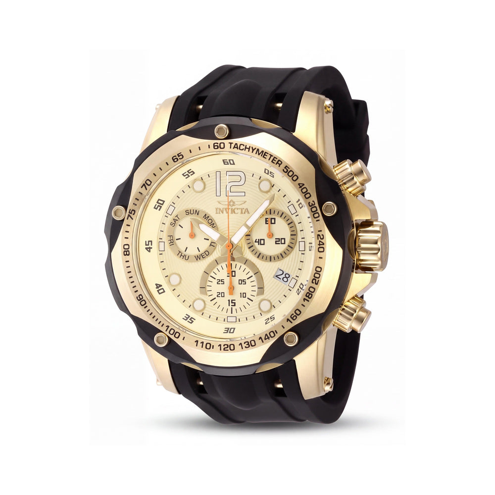 Reloj unisex Invicta Speedway 48910 de cronógrafo, acero inoxidable tono oro y silicona negra, 51 mm