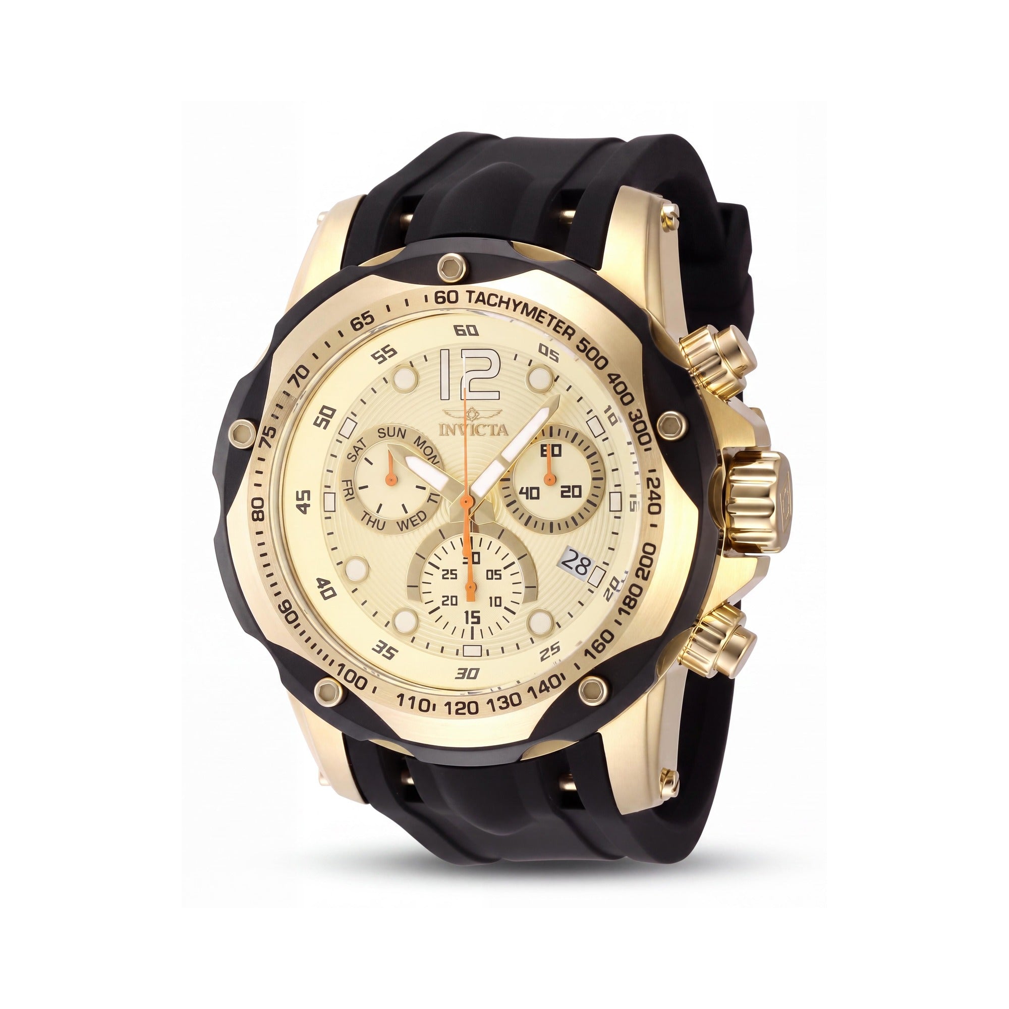Reloj unisex Invicta Speedway 48910 de cronógrafo, acero inoxidable tono oro y silicona negra, 51 mm, Photo 1