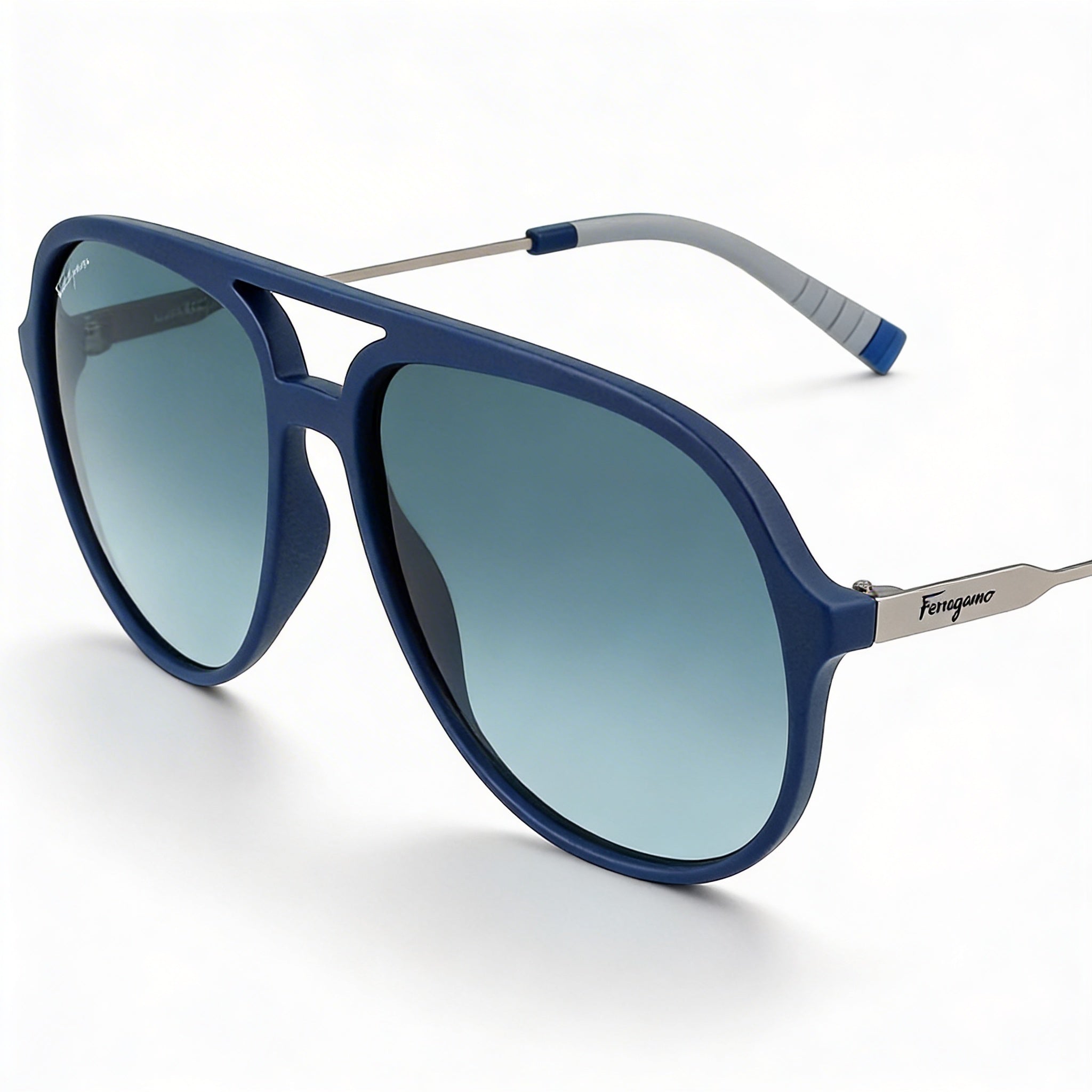 Gafas de sol casuales unisex Ferragamo INJECTED, montura azul, protección UV degradado azul no polarizado 60-16-145, Photo 1