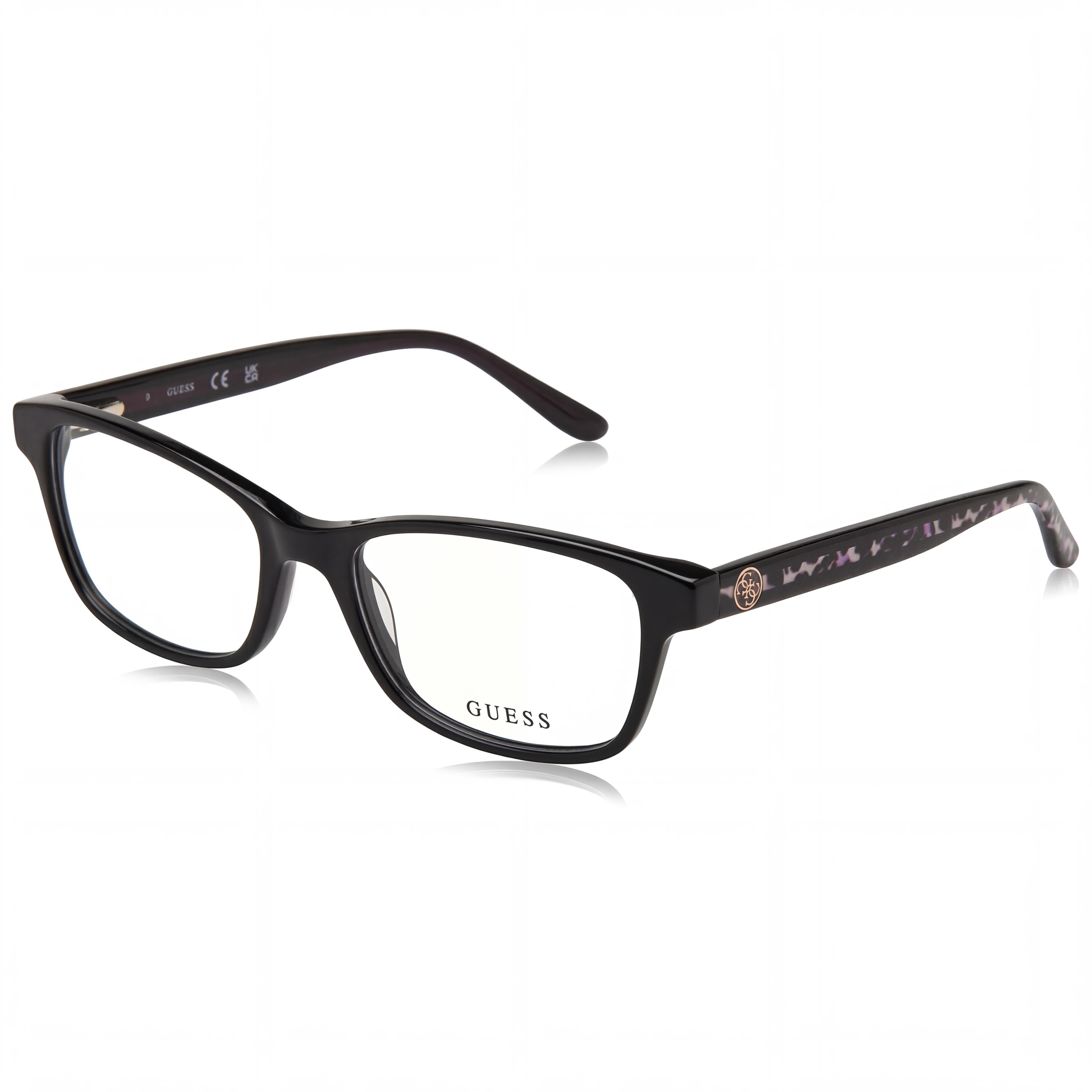 GUESS Gu2874 Women's Shiny Black Animal Monocolor Plastic Rectangular Full Rim Non-Polarized Eyeglasses 53mm, Photo 1