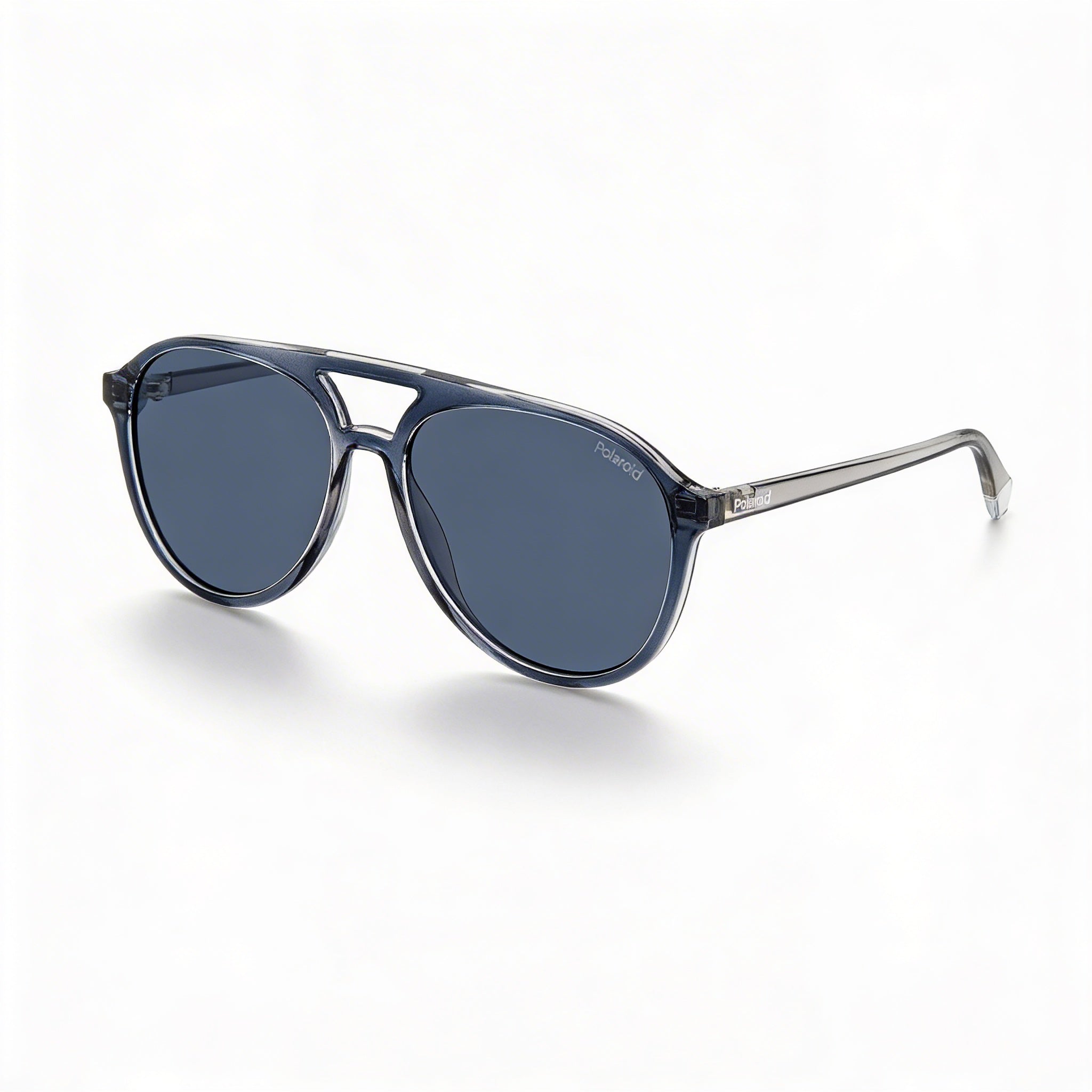 Gafas de sol de aviador Polaroid casuales para mujer de policarbonato con montura gris azul, lente azul polarizada, 100% protección UV, 56 mm, Photo 1