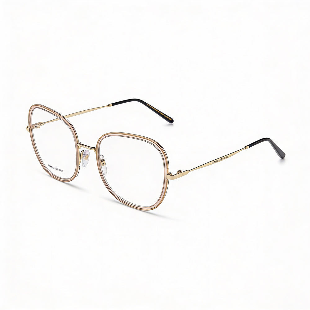 Gafas de sol Marc Jacobs Modern para mujer, montura de acero de aleación, lentes de policarbonato no polarizadas en beige y dorado, 53 mm