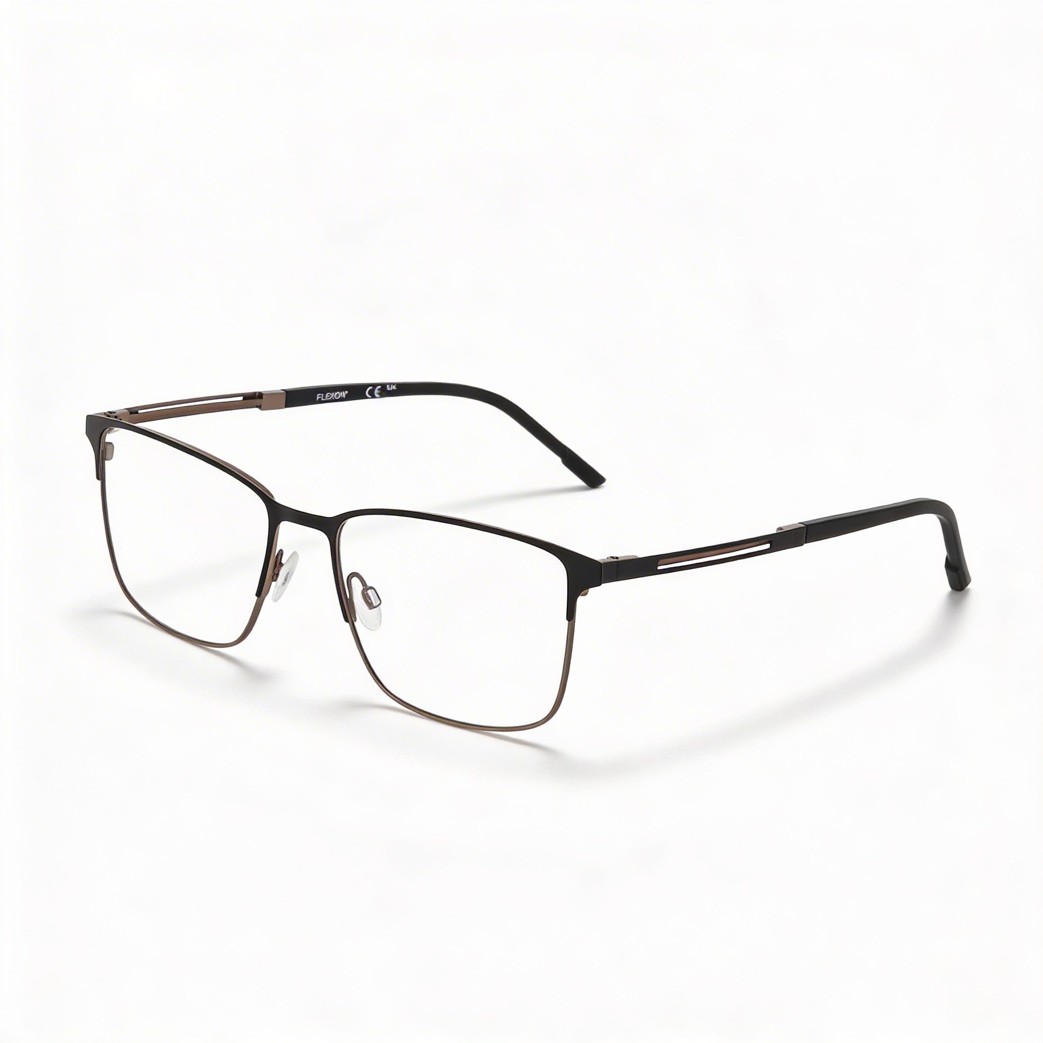 Flexon E1160 Men's Prescription Eyeglass Frames, Matte Black Finish, Lens Width 57mm, Bridge 18mm, Temple Length 150mm, Photo 1