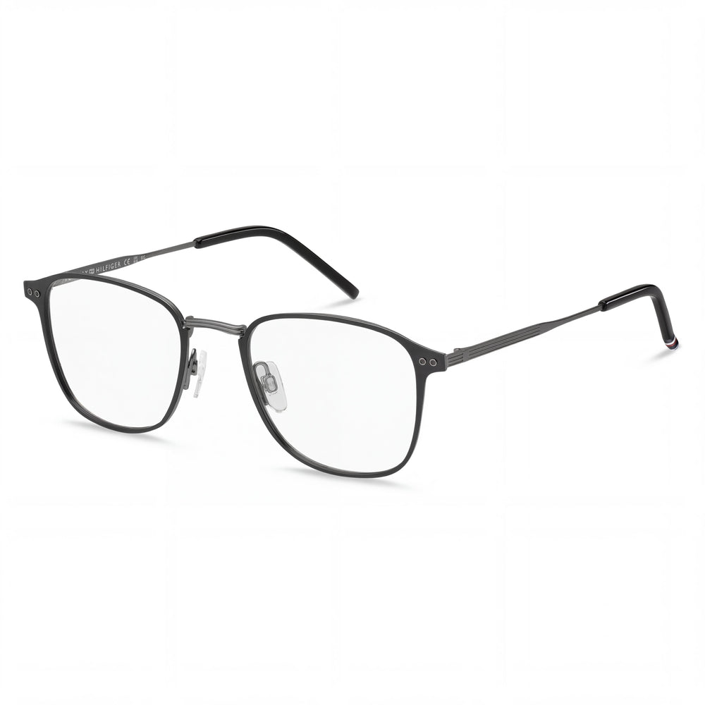Gafas Tommy Hilfiger TH 2028 unisex de estilo casual, montura de acero de aleación en negro mate, lentes de 52 mm, puente de 21 mm, patillas de 145 mm