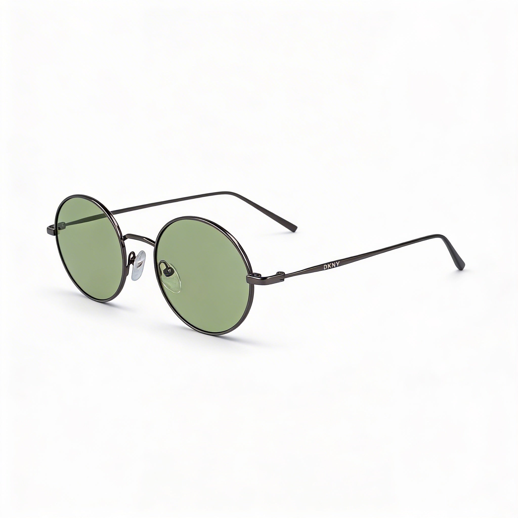 DKNY Women’s Round Sunglasses Plastic Frame UV Protected Non-Polarized Gunmetal Green 47-19-135, Photo 1
