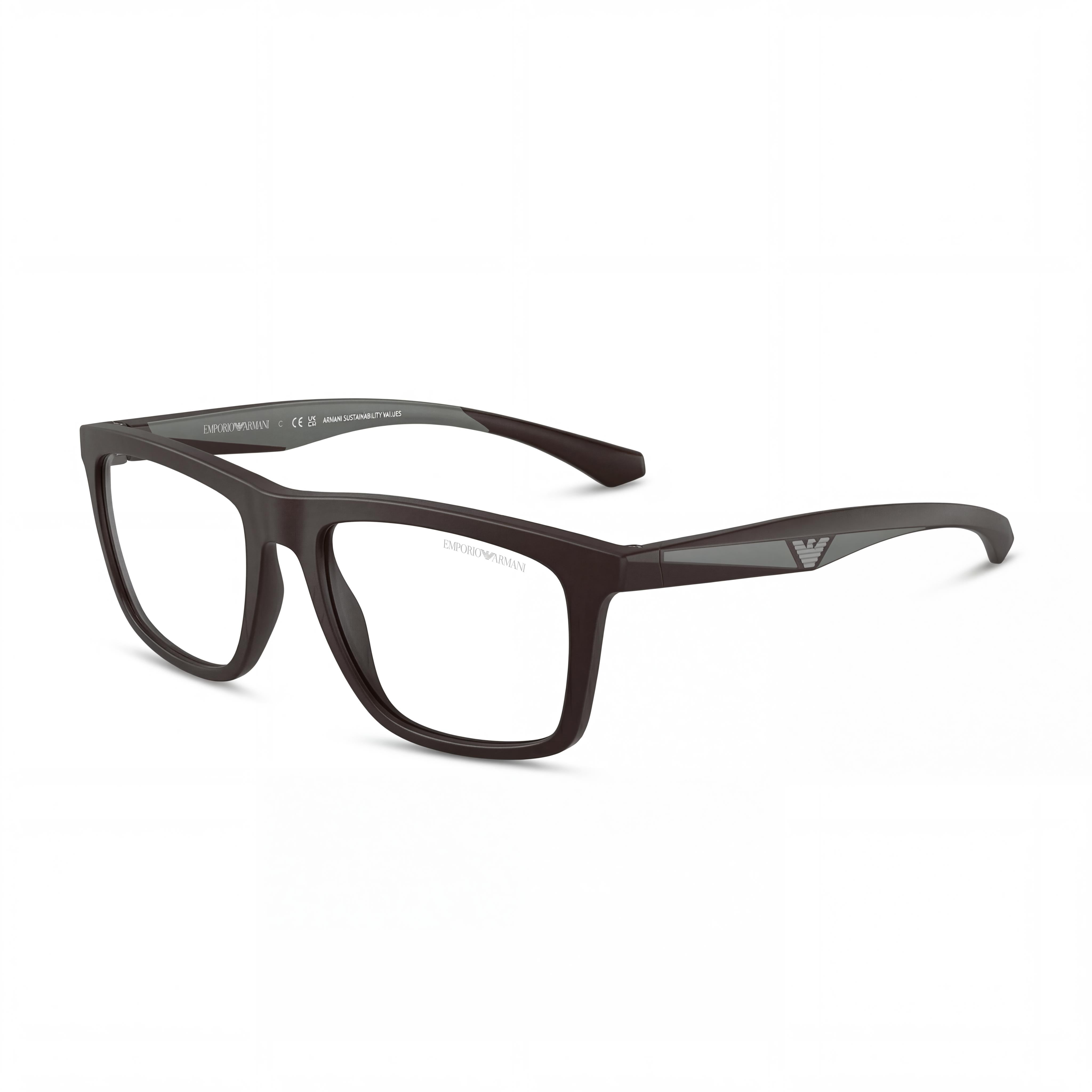 Emporio Armani Ea4235 con clip solar de nailon para mujer, montura de caucho, no polarizadas, marrón mate, lentes gris claro, 53 mm, Photo 1
