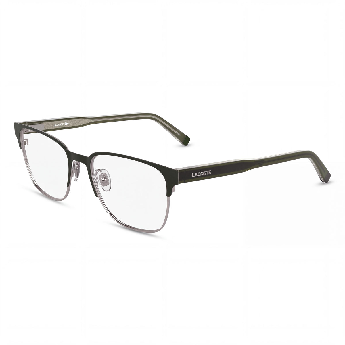 Lacoste Casual Men's Matte Khaki Plastic Transparent Lens Eyeglasses 53-18-145, Photo 1