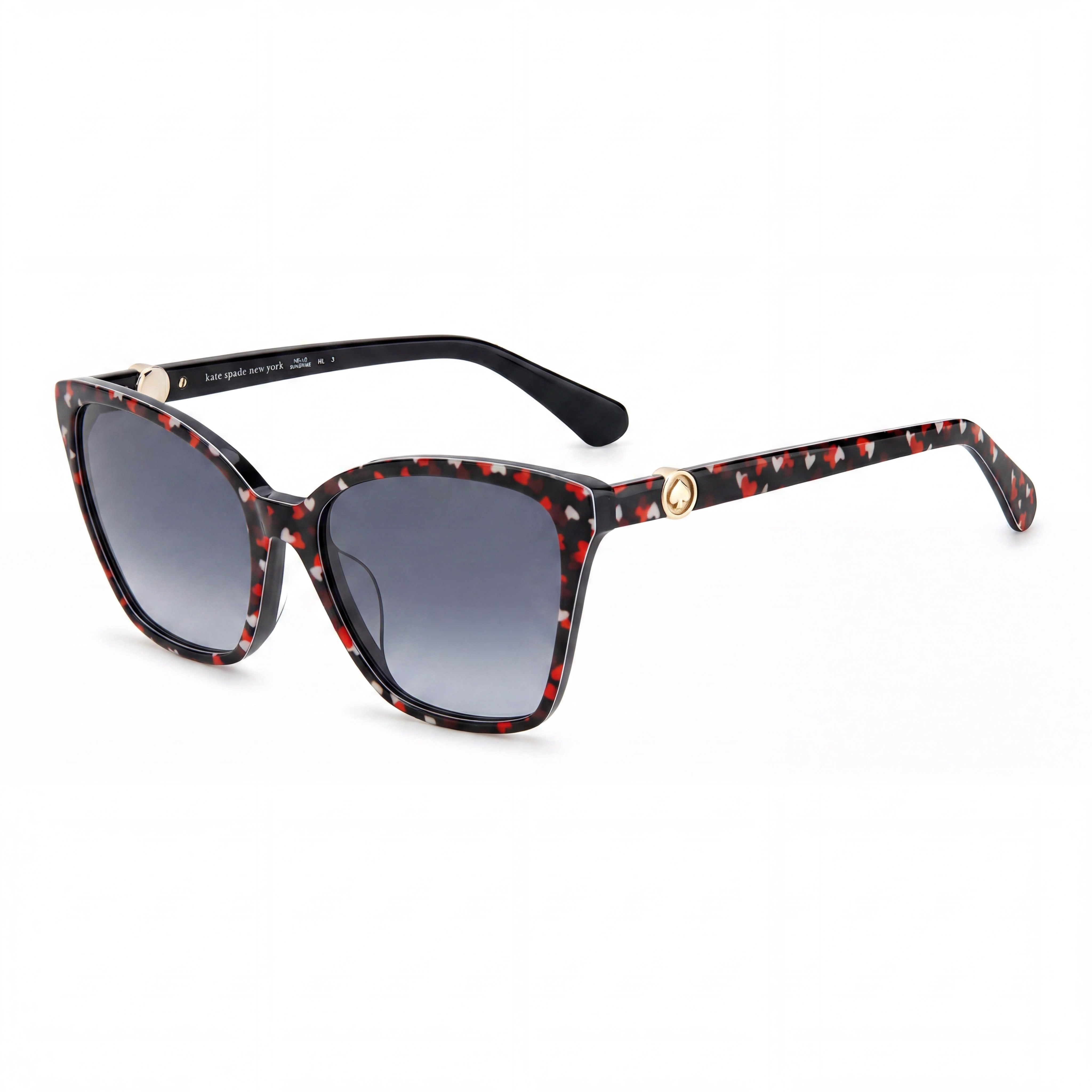 kate spade new york Amiyah/G/S Women's Plastic Cat Eye Sunglasses, Multicolor Gold-logo, Dark Grey Shaded UV Lenses, 56mm, Photo 1