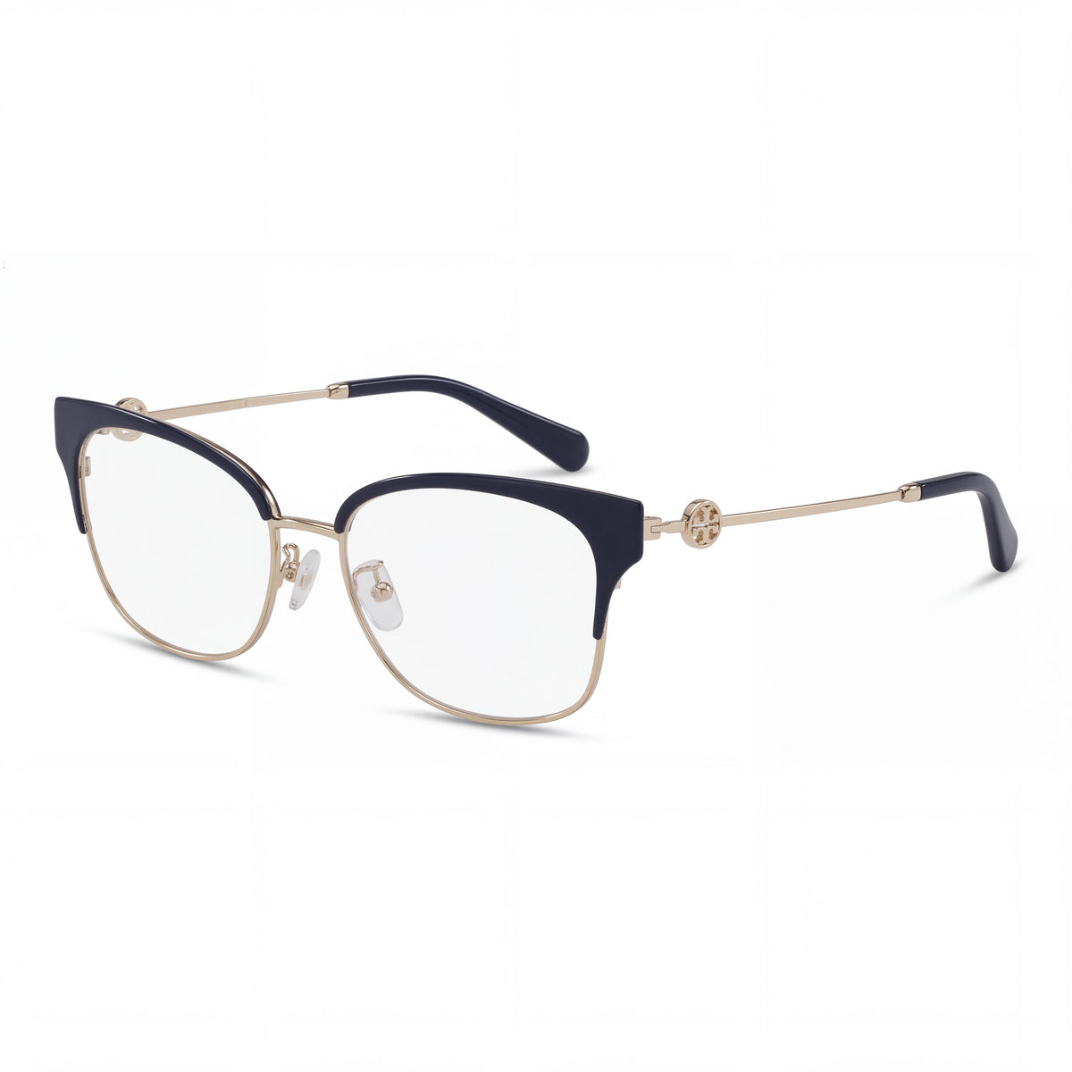 Tory Burch Ty 1089 Men's Cateye Shiny Gold Navy Plastic Frame with Polycarbonate Lenses 54mm Lens Width, Photo 1