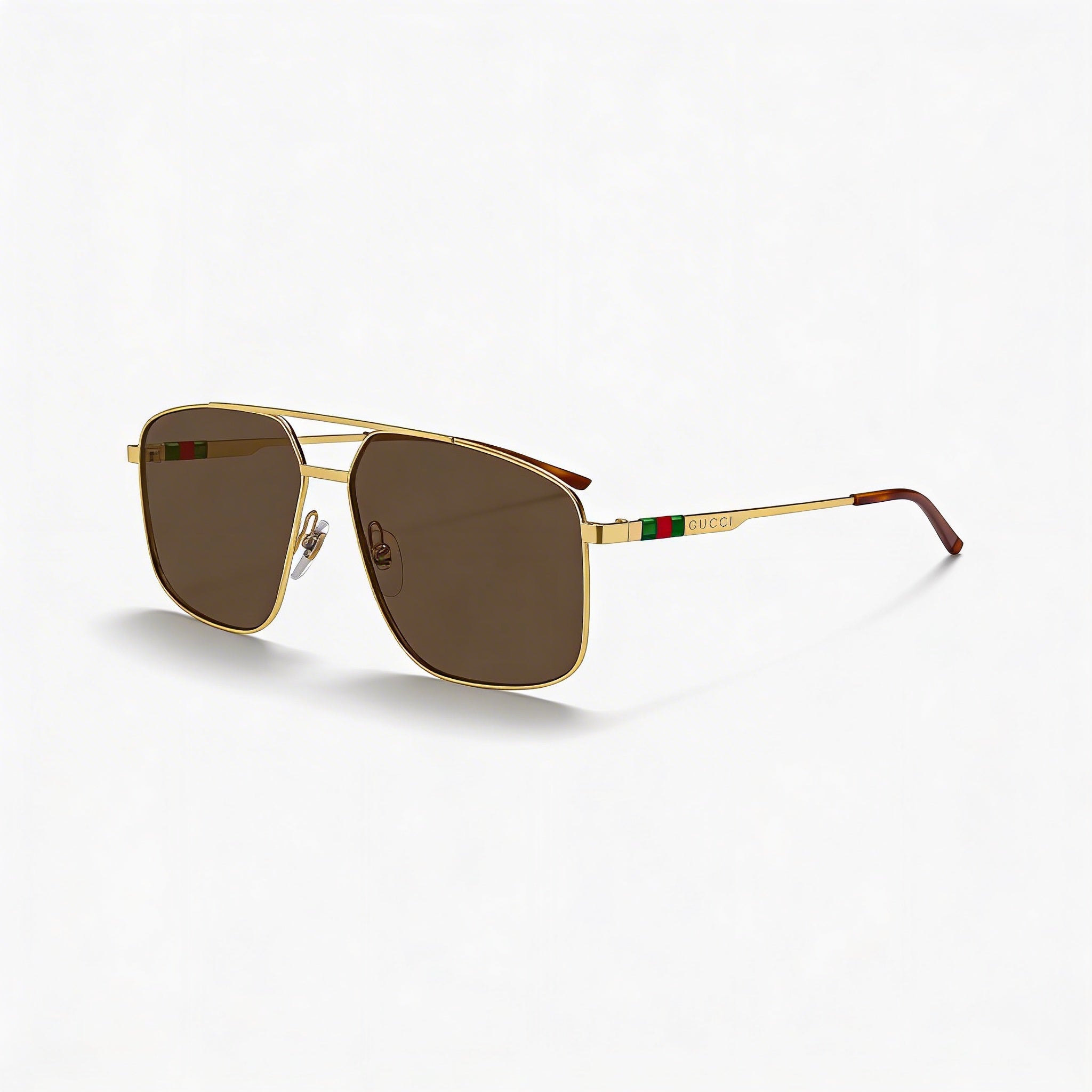 Gafas de sol unisex Gucci Casual de metal con montura en color oro-marrón y lentes a juego en oro-marrón, 60 mm, Photo 1