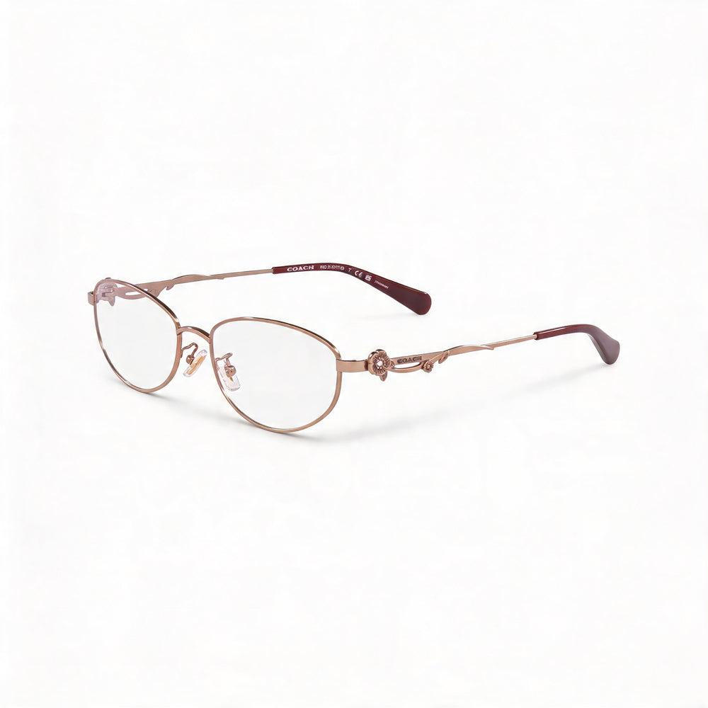 Monturas de gafas COACH Hc5161td de titanio ovalado brillante oro rosa para mujer de 54 mm