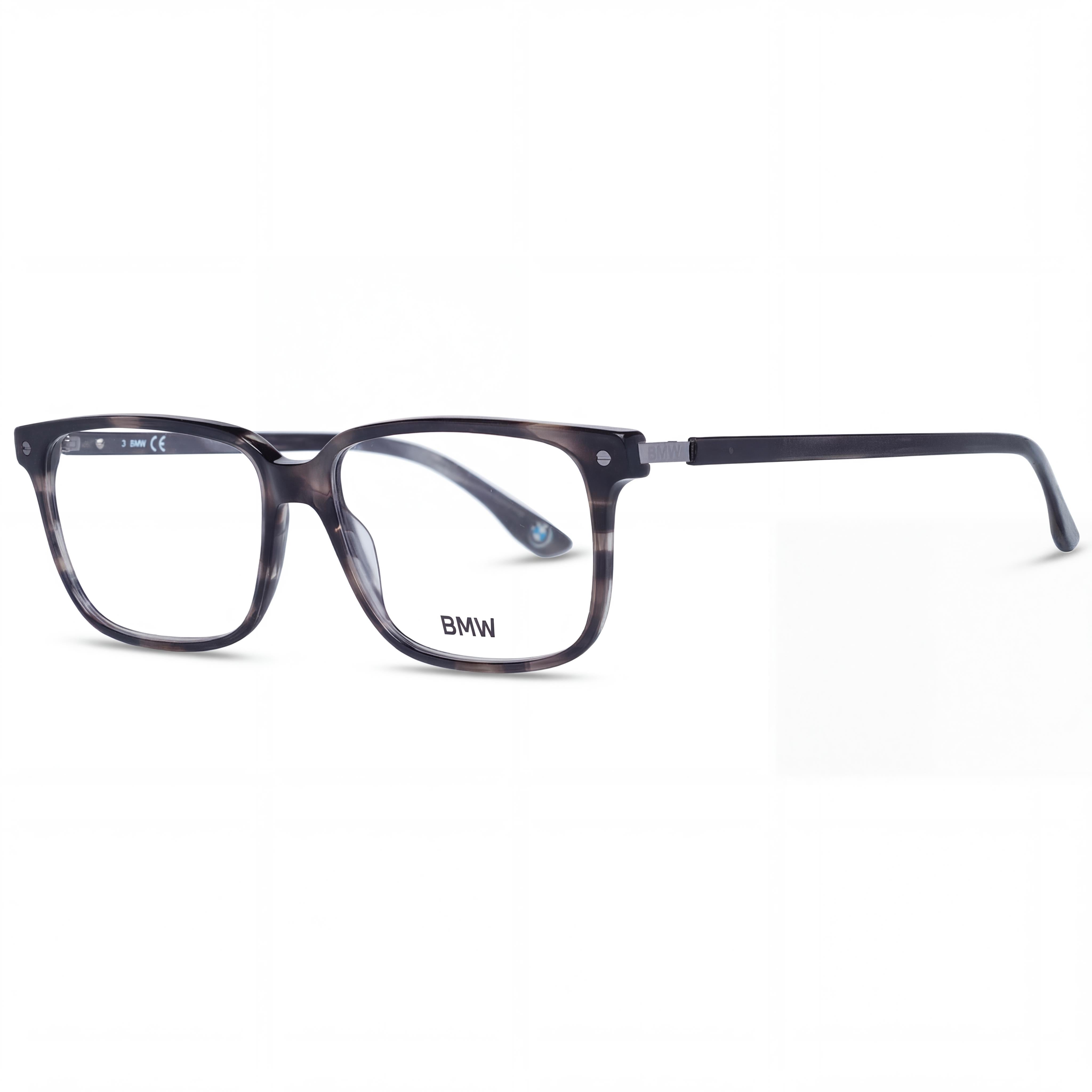 BMW Casual Collection Men's Gray Plastic Full-Rim Rectangle Eyeglasses with Transparent Lenses, Size 56-15-145mm, Photo 1