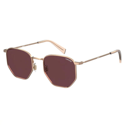 Gafas de sol Levi's Casual para hombre, de metal, con protección UV, montura de cobre dorado, lentes rosas, 51 mm