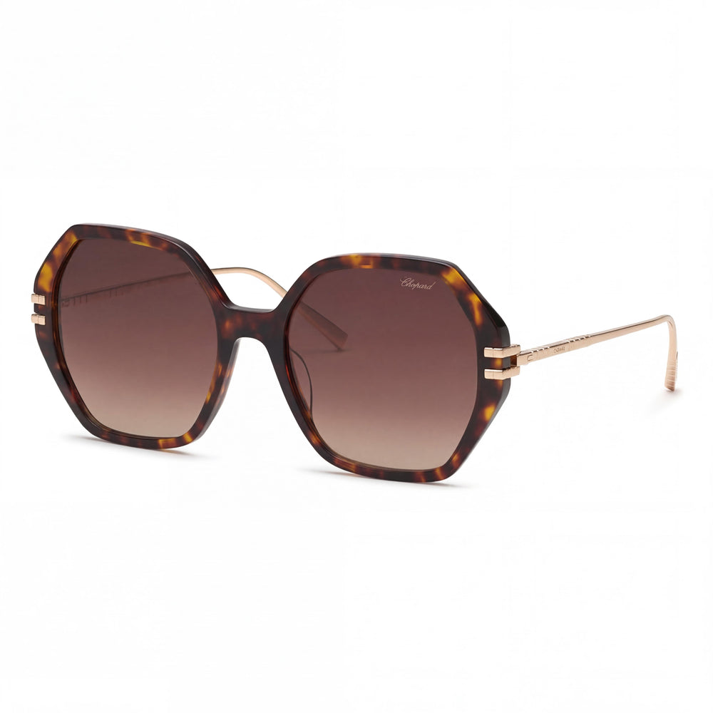 Chopard Sch370m Women's Dark Havana Cellulose Acetate Sunglasses with Brown Gradient Lenses, UV Protection 57-19-135