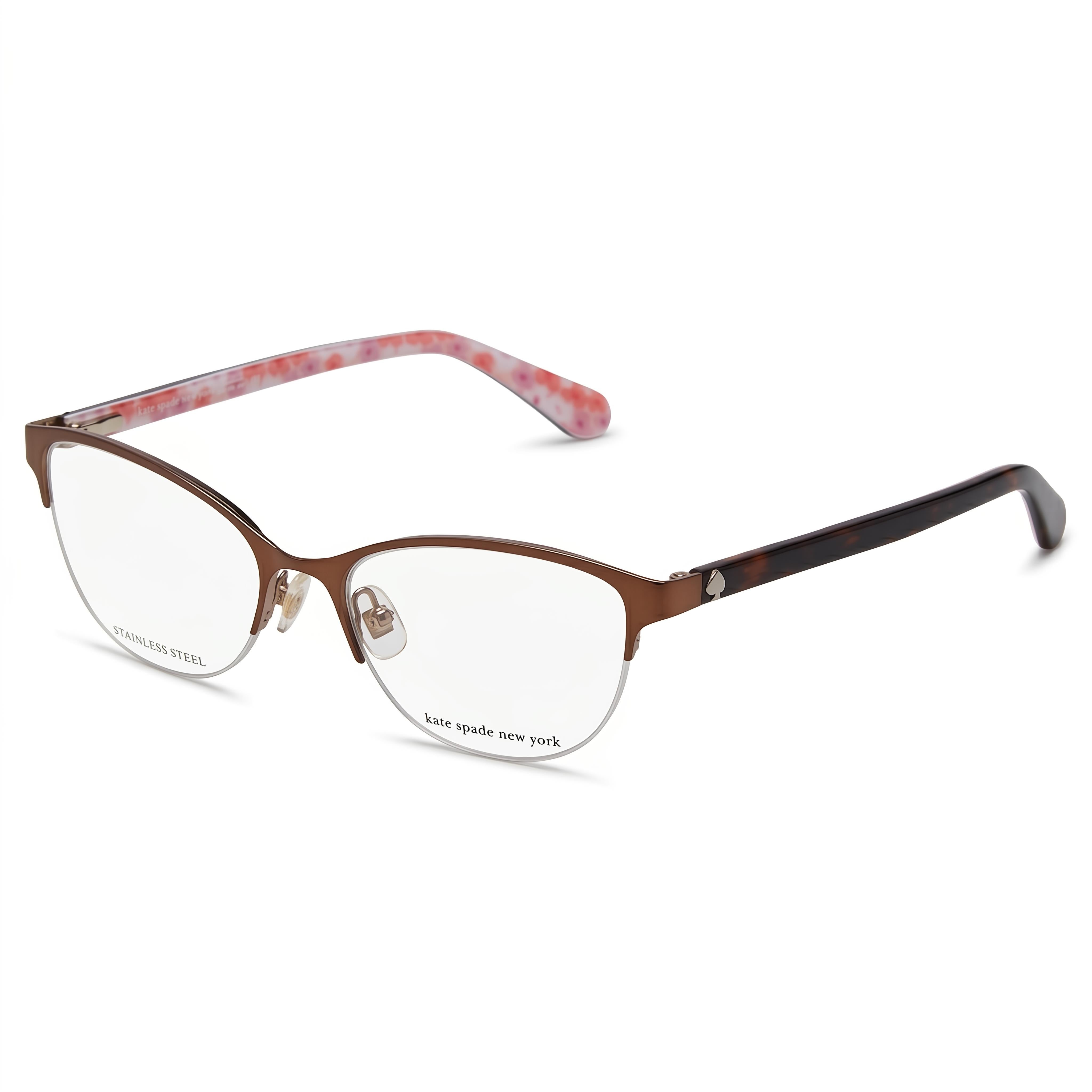 kate spade new york Adalina Gafas para mujer semitransparentes de ojo de gato de acero inoxidable, armazones color marrón mate 53 mm, Photo 1
