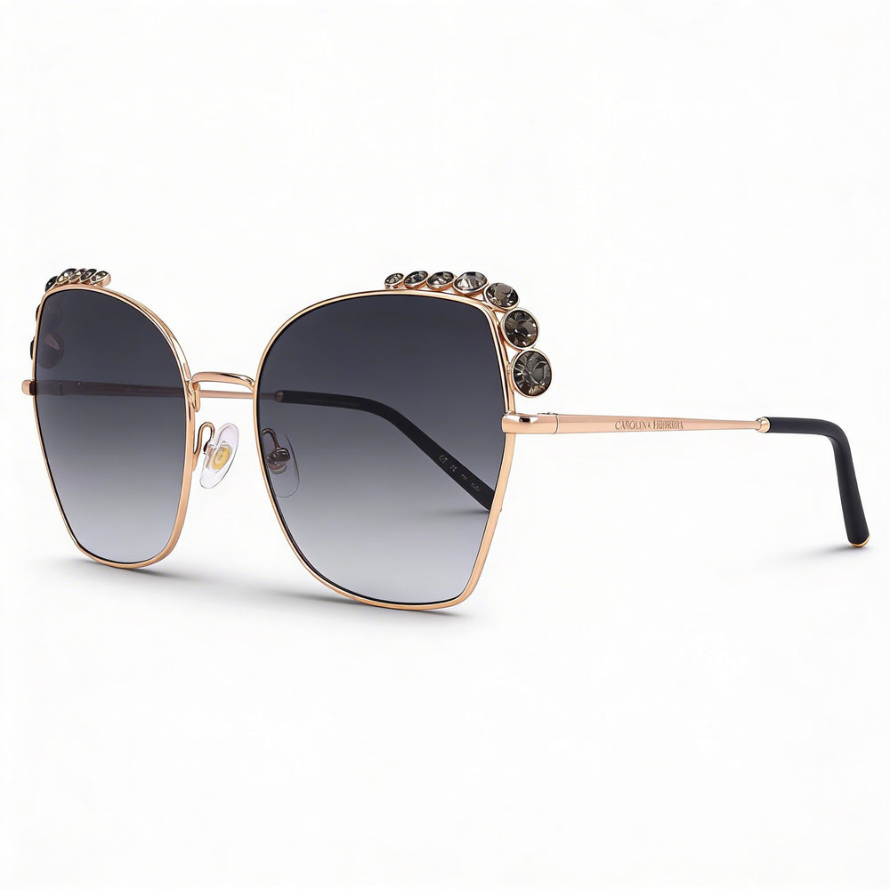 Carolina Herrera Casual para mujer Plástico Oro Rosado Armazón degradado gris Lentes grises con protección UV de 59 mm