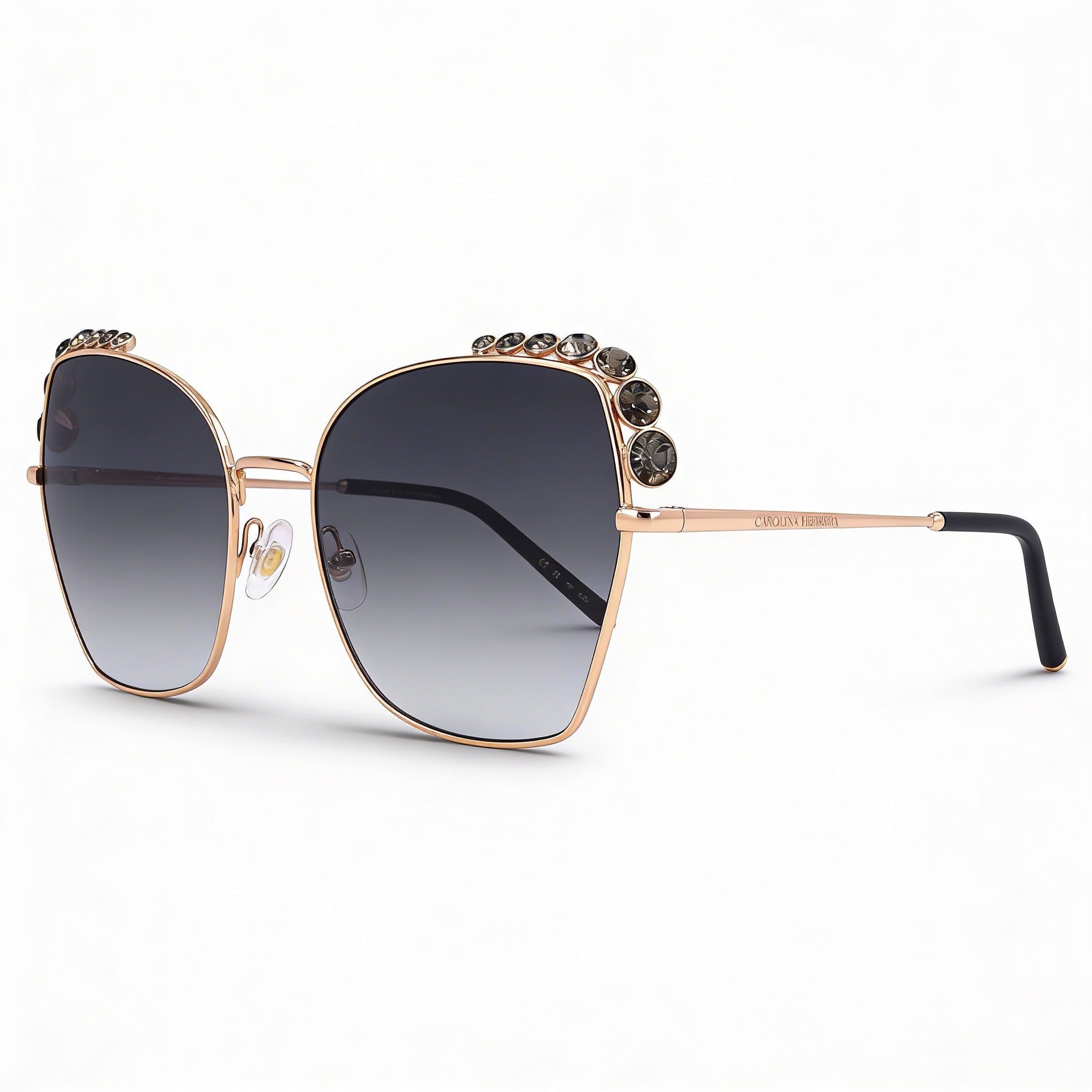 Carolina Herrera Casual para mujer Plástico Oro Rosado Armazón degradado gris Lentes grises con protección UV de 59 mm, Photo 1